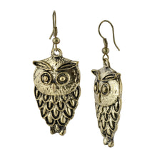 Load image into Gallery viewer, Golden Owl Dangle Boho Earrings