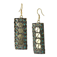 Load image into Gallery viewer, Golden Mosaic Indian Dangle Earrings