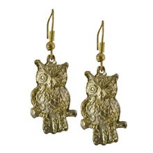 Load image into Gallery viewer, Boho Golden Owl Dangle Earrings
