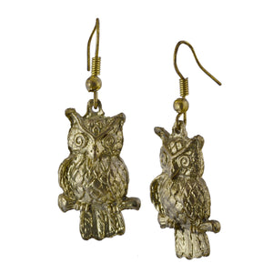 Boho Golden Owl Dangle Earrings