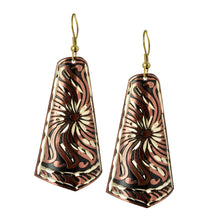 Load image into Gallery viewer, Curved Pentagon Engraved Boho Dangle Earrings