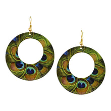 Load image into Gallery viewer, Boho Hoop Peacock Feather Earrings