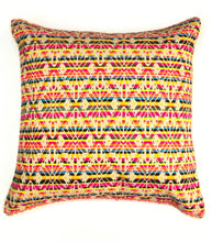 Load image into Gallery viewer, Neon Yellow And Orange Geo Woven 16x16 Throw Pillow Cover