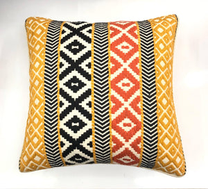 Decorative Yellow & Coral Nova Woven Pillow Cover 16x16
