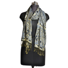 Load image into Gallery viewer, Elephant &amp; Camel Print Blue Ultrasoft Shawl Wrap Scarf