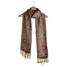 Load image into Gallery viewer, Elephant &amp; Camel Print Maroon/Green Scarf