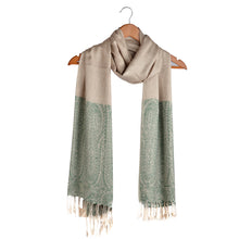 Load image into Gallery viewer, Cream/Green Scarf