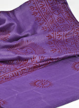 Load image into Gallery viewer, Varanasi Om Block Print Purple Scarf