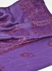 Varanasi Om Block Print Purple Scarf