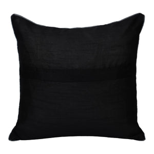 Black Embroidered Leaf Decorative Throw Pillow Cover 16x16