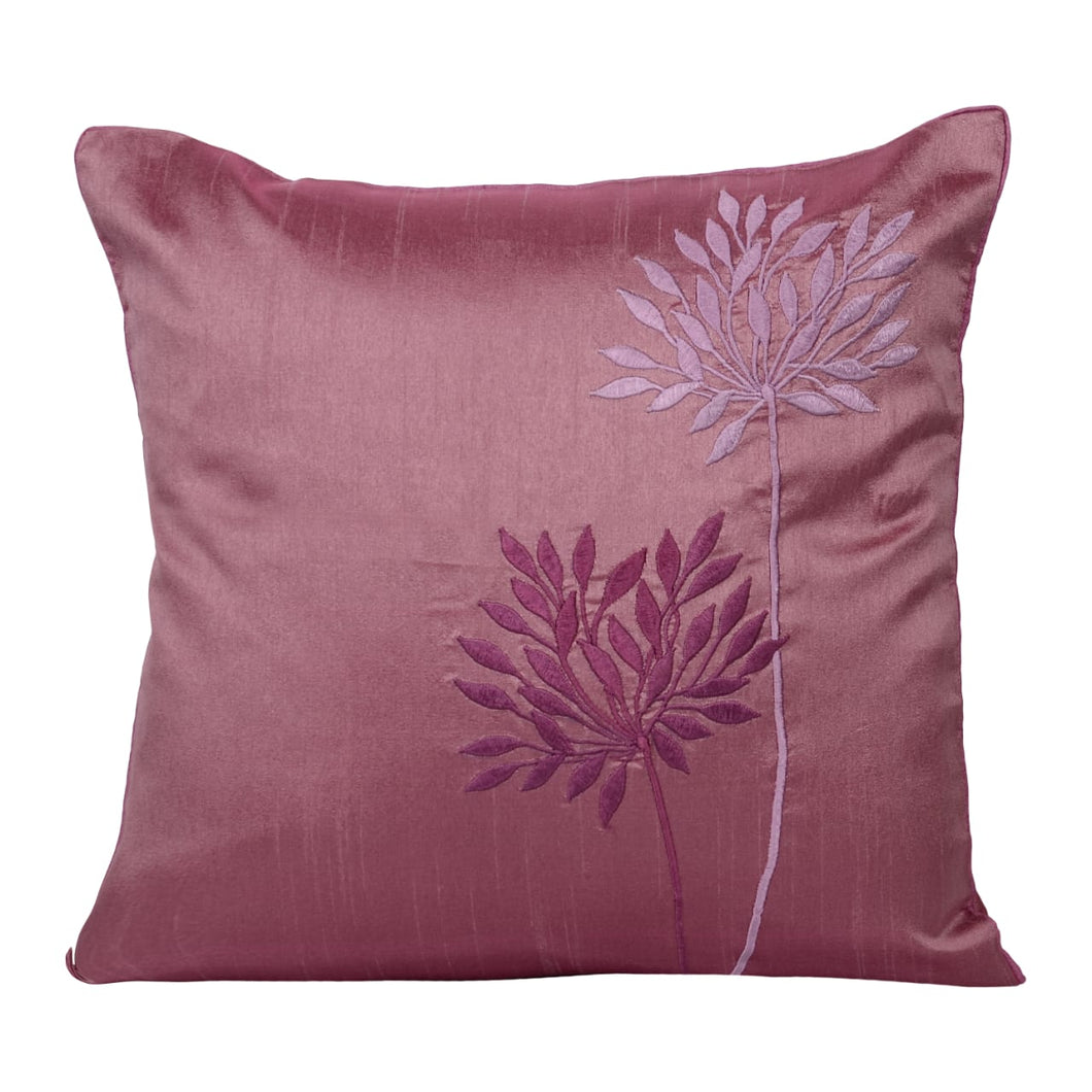 Embroidered Pink Decorative Throw Pillow Cover 16x16