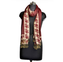 Load image into Gallery viewer, Elephant Print Scarf - Maroon/Cream