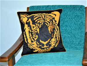 embroidered tiger throw pillow cover